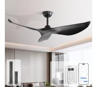 Sofucor 132 cm Smart Ventilateur de plafond avec Alexa/APP, Télécommande | WiFi, sans éclairage, 3 Pales, 6 Vitesses, Minuterie, Silencieux DC Moteur, Mode été et Hiver, pour Chambre, Salon, Cuisine