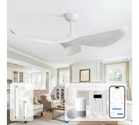 Sofucor 132 cm Smart Ventilateur de plafond avec Alexa/APP, Télécommande | WiFi, sans éclairage, 3 Pales, 6 Vitesses, Minuterie, Silencieux DC Moteur, Mode été et Hiver, pour Chambre, Salon, Cuisine