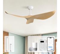 Sofucor 132 cm Smart Ventilateur de plafond avec Alexa/APP, Télécommande | WiFi, sans éclairage, 3 Pales, 6 Vitesses, Minuterie, Silencieux DC Moteur, Mode été et Hiver, pour Chambre, Salon, Cuisine