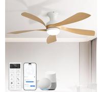 Sofucor 132 cm Smart Ventilateur de Plafond avec Lumière, Alexa/App, Wifi | Télécommande, 6 Vitesses, Minuterie, 3 Réglages de Couleur, Silencieux DC, Réversibles, pour Chambre Salon