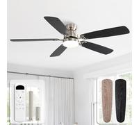 Sofucor 132 cm Ventilateur Plafond avec Lumière et Télécommande | Dimmable Lampe, LED, 6 Vitesses, 3 Réglages de Couleur, Silencieux DC Réversibles, Minuterie pour Chambre