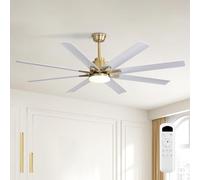 Sofucor 132 cm Ventilateur Plafond avec Lumière et Télécommande | Silencieux DC, 8 Pales, 3 Températures de Couleur, Minuterie, 6 Vitesses, Mode été/Hiver pour Salon, Cuisine