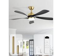 Sofucor 132 cm Ventilateur Plafond avec Lumiere et Telecommande | Silencieux, Lumiere LED, 6 Vitesses, 3 Réglages de Couleur, DC Réversibles, Minuterie, pour Chambre Salon