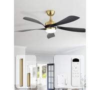 Sofucor 132cm Ventilateur de Plafond avec Lumière et Telecommande, Silencieux Ventilateur Plafond avec Lumiere LED, 6 Vitesses, Minuterie, 3 Réglages de Couleur, Silencieux DC pour Chambre Salon