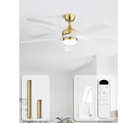 Sofucor 132cm Ventilateur de Plafond avec Lumière et Telecommande, Silencieux Ventilateur Plafond avec Lumiere LED, 6 Vitesses, Minuterie, 3 Réglages de Couleur, Silencieux DC pour Chambre Salon