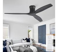 Sofucor 132cm Ventilateur de Plafond avec TéLéCommande, Bois Massif Ventilateur de Plafond, Moteur DC Silencieux, Minuterie, 3 Températures de Couleur, 6 Vitesses, Mode été/Hiver pour Salon