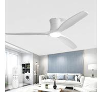 Sofucor 132cm Ventilateur Plafond avec Lumiere, Bois Massif Ventilateur de Plafond, Télécommande, DC, 3 Températures de Couleur, Minuterie, 6 Vitesses, Mode été/Hiver pour Salon