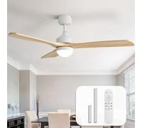 Sofucor 132cm Ventilateur Plafond avec Lumiere et Télécommande, Bois Massif | Silencieux DC Réversibles, 3 Températures de Couleur, Minuterie, 6 Vitesses, Mode été Hiver pour Chambre à Coucher Salon