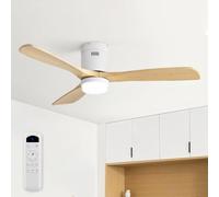 Sofucor Bois Massif Ventilateur Plafond avec Lumière et Télécommande | 132 cm, 6 Vitesses, Silencieux DC Réversibles, 3 Réglages de Couleur, Minuterie pour Chambre Salon