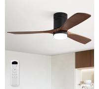 Sofucor Bois Massif Ventilateur Plafond avec Lumière et Télécommande | 132 cm, 6 Vitesses, Silencieux DC Réversibles, 3 Réglages de Couleur, Minuterie pour Chambre Salon