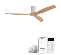 Sofucor Smart Ventilateur de Plafond avec Alexa/App, 132cm Bois Massif Ventilateur de Plafond avec Télécommande, Wifi, Silencieux DC, Minuterie, 6 Vitesses, Mode été/Hiver pour Salon
