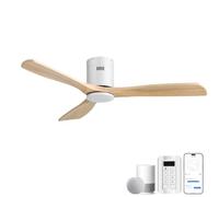Sofucor Smart Ventilateur de Plafond avec Alexa/App, Bois Massif, WiFi | 132cm, Télécommande, 6 Vitesses, Minuterie, DC, Silencieux Bois Massif Ventilateur de Plafond pour Chambre Salon
