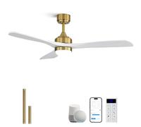 Sofucor Smart Ventilateur de Plafond avec Lumière, 132cm Bois Massif Ventilateur de Plafond avec Alexa/APP/WiFi, Télécommande, DC, 3 Températures de Couleur, Minuterie, 6 Vitesses pour Salon