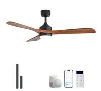 Sofucor Smart Ventilateur de Plafond avec Lumière, 132cm Bois Massif Ventilateur de Plafond avec Alexa/APP/WiFi, Télécommande, DC, 3 Températures de Couleur, Minuterie, 6 Vitesses pour Salon