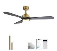 Sofucor Smart Ventilateur de Plafond avec Lumière, Alexa/APP, Bois Massif | 132cm, WiFi, Télécommande, DC, 3 Températures de Couleur, Minuterie, 6 Vitesses pour Salon, Chambre, Cuisine