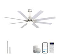Sofucor Smart Ventilateur de Plafond avec Lumière, Alexa/APP, Télécommande | 132 cm, Silencieux, WiFi, DC, 3 Températures de Couleur, Minuterie, 6 Vitesses, Mode été/Hiver pour Salon, Cuisine