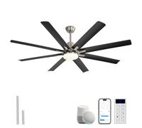 Sofucor Smart Ventilateur de Plafond avec Lumière, Alexa/APP, Télécommande | 132 cm, Silencieux, WiFi, DC, 3 Températures de Couleur, Minuterie, 6 Vitesses, Mode été/Hiver pour Salon, Cuisine