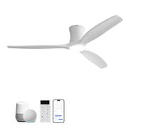 Sofucor Smart Ventilateur de Plafond avec Lumière, Bois Massif, Alexa, APP | 132cm, WiFi, Télécommande, DC, 3 Températures de Couleur, Minuterie, 6 Vitesses pour Salon