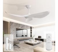 Sofucor Ventilateur de Plafond 97 cm, Télécommande, 3 Pales, 6 Vitesses, Minuterie, DC Moteur, Silencieux Ventilateur Plafond pour Chambre