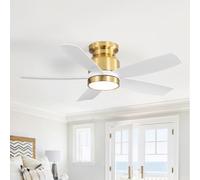 Sofucor Ventilateur Plafond avec Lumiere, 107cm Dimmable Lampe Ventilateur Plafond LED, Telecommande, 6 Vitesses, Silencieux DC Réversibles, Minuterie pour Chambre