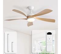 Sofucor Ventilateur Plafond avec Lumiere et Telecommande, 132 cm Dimmable Lampe Ventilateur Plafond LED, 6 Vitesses, DC Silencieux Réversibles, Minuterie, pour Chambre