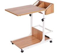 SogesHome Bureau d'ordinateur Table d'appoint réglable en hauteur avec roulettes avec étagères