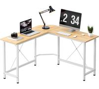 SogesHome Bureau en L, bureau d'angle pour ordinateur, 107 cm, pour bureau à domicile, bureau d'écriture robuste, Maple