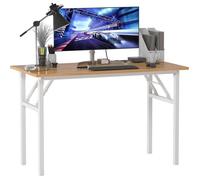 SogesHome Bureau Ordinateur Pliant 120 x 60 x 75 cm Bureau, Table de Salle à Manger Table de Conférence, Teck et Blanc