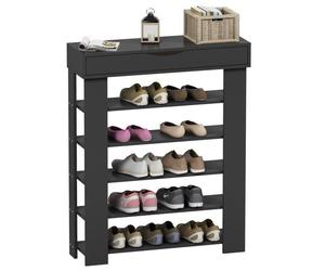 SogesHome Étagère à Chaussures à 5, Tablettes avec tiroirs, Rangement chaussures, Idéal pour l’entrée, Salon, Couloir,75x 30 x 94