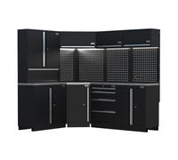 Sogi ARR-OFF-3895 Meubles modulaires en tôle pour atelier et garage - plateau en acier inoxydable - 3895x466x2000 mm