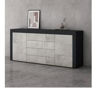 Sogood Buffet Commode 167 cm Meuble de Rangement Gris Noir Mat et Béton Placard Salon Salle à Manger 2 Portes et 4 Tiroirs Schrank03