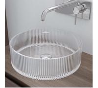 doporro Lavabo à Poser Vasque en Verre Transparent Lave Mains Rond de Salle de Bains Petit Lave-Mains pour WC 40x40x12 cm Minerva01