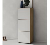 Sogood Meuble à Chaussures Chêne Clair et Blanc Mat 45x120cm Rangement Armoire à Chaussures 6 Compartiments Range-Chaussures 02