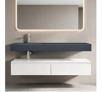 Sogood Meuble de Salle de Bain Blanc Mat Ensemble de 2 Pièces Meuble avec Lavabo 150cm UP avec 2 Grands Tiroirs