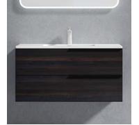 Sogood Meuble de Salle de Bain Ensemble de 2 Pièces Meuble avec Lavabo 90x48x47cm Meuble sous Vasque Mural Gris Foncé Design Paestum
