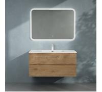 Sogood doporro Meuble de Salle de Bain Suspendu 80x48x50cm Ensemble de 3 Pièces Meuble avec Lavabo Solid Surface et LED Miroir Design Aqualis