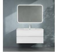Sogood Meuble de Salle de Bain Suspendu 80x48x50cm Ensemble de 3 Pièces Meuble avec Lavabo et Led Miroir Design Aqualis