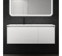 Sogood Meuble de Salle de Bains Suspendu 120x50x46 cm avec Lavabo Ensemble de 2 Pièces Vasque et Meuble sous Vasque Blanc Design Santa
