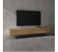 Sogood Meuble TV Bas 240 cm Armoire TV Marron Clair Table de Télévision Salon avec Portes Meuble TV Suspendu MBTV02