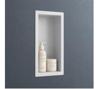 doporro Niche de Douche à Carreler Blanche 15x30cm Étagère Murale à Encastrer en Acier Inoxydable 1 Pièce