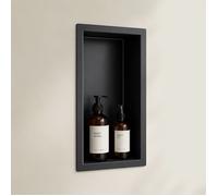 doporro Niche de Douche à Carreler Noir 15x30cm Étagère Murale à Encastrer en Acier Inoxydable 1 Pièce
