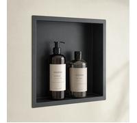 doporro Niche de Douche à Carreler Noir 30x30cm Étagère Murale à Encastrer en Acier Inoxydable 1 Pièce