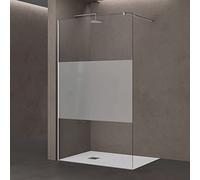 doporro Paroi de douche à l'italienne 130cm avec bande opaque pare-douche Bremen1MS 130x200 verre de sécurité stabilisateur rectangulaire