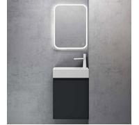 Sogood Petit Meuble de Salle de Bain Suspendu 46cm Gris Noir Mat Ensemble de 3 Pièces Meuble avec Lavabo et LED Miroir Design Pisa02