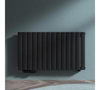 Sogood Radiateur de Salle de Bains Chauffage Central 60 x 108 cm Radiateur à Eau Chaude Panneau Double Couches Horizontal Noir-Gris 1189W FV