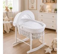 SOHOBABY Couffin en Osier de Fabrication Britannique avec Support à Bascule Blanc