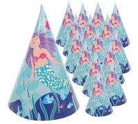 SOIMISS Chapeaux D'anniversaire Accessoires Festifs Lot de 16 Thème Sirène en Papier Cone Impression Colorée Unique pour Garçon et Filles pour Occasions Joyeuses