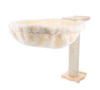 SOIMISS Hamac Chat Forme Cuillère, Lit Moelleux Beige, Arbre à Chat | Design Multifonction, Entretien Facile, Matériaux Robustes, Accessoire Griffoir Inclus, pour Chaton