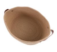 SOIMISS Panier de Rangement en Corde de Coton, Panier en Corde de Coton Tressé, avec Poignées en Cuir, Kaki, pour Toilettes et Snacks, à Poser Comptoir, pour Toute Pièce Maison