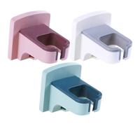 SOIMISS Support Mural pour Sèche-cheveux 3 Pièces Blanc, Bleu Clair et Rose Clair, Fixation sans Perçage, Plastique, Rangement Pratique pour Salle de Bain et Salon de Coiffure